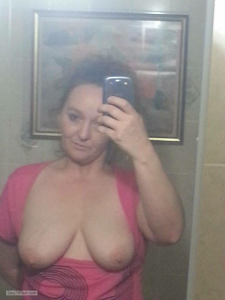 Tit Flash: My Medium Tits (Selfie) - Topless Mandi from United States